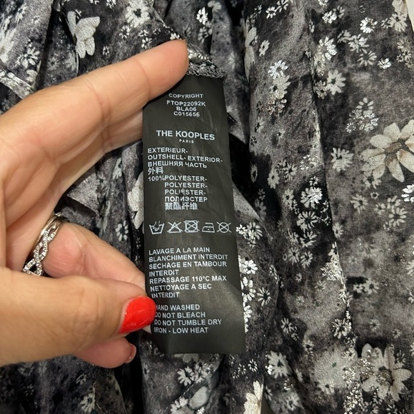 The Kooples Paris Women's Long Sleeve Button Down Floral Ruffle Blouse EU 2/ S - Picture 9 of 12